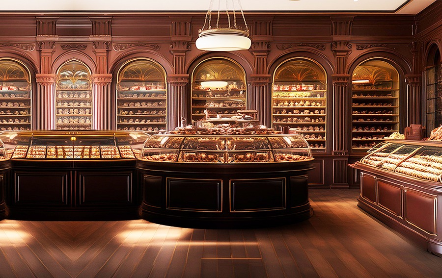 photo de l'intérieur de la chocolaterie ouverte à la visite pour découvrir la fabrication artisanale des chocolats